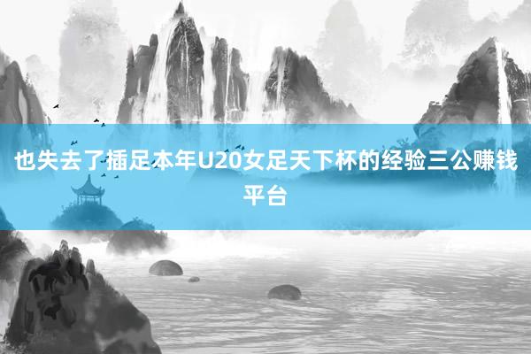 也失去了插足本年U20女足天下杯的经验三公赚钱平台