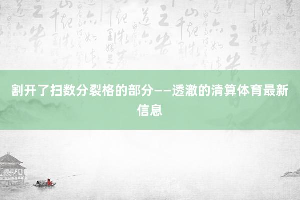 割开了扫数分裂格的部分——透澈的清算体育最新信息